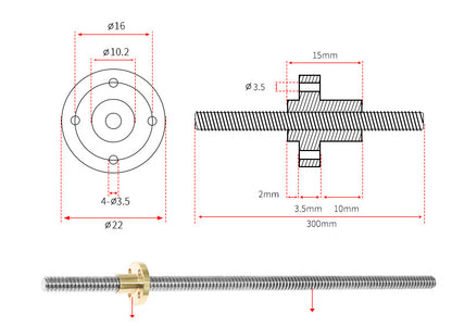 3D Printer Accessories T-shaped Trapezoid Screw | GedZone