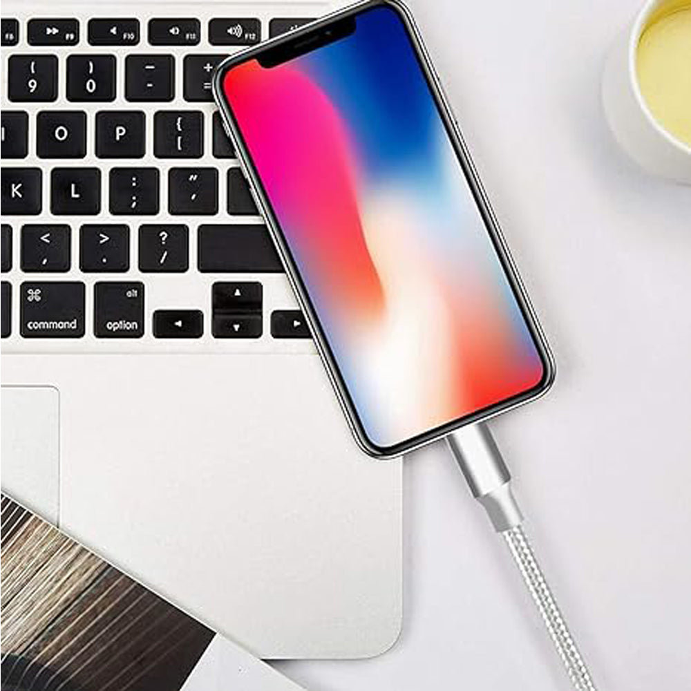 150cm 180cm USB Charging Cable A Pple MFi Certified, Nylon Braided Jacket,silver Premium Series