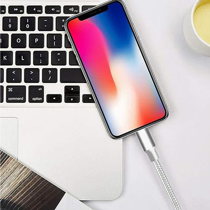 150cm 180cm USB Charging Cable A Pple MFi Certified, Nylon Braided Jacket,silver Premium Series