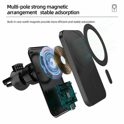 Magnetic Wireless Charger Car Mount Holder For 12 13 14 Pro Max MagSafe