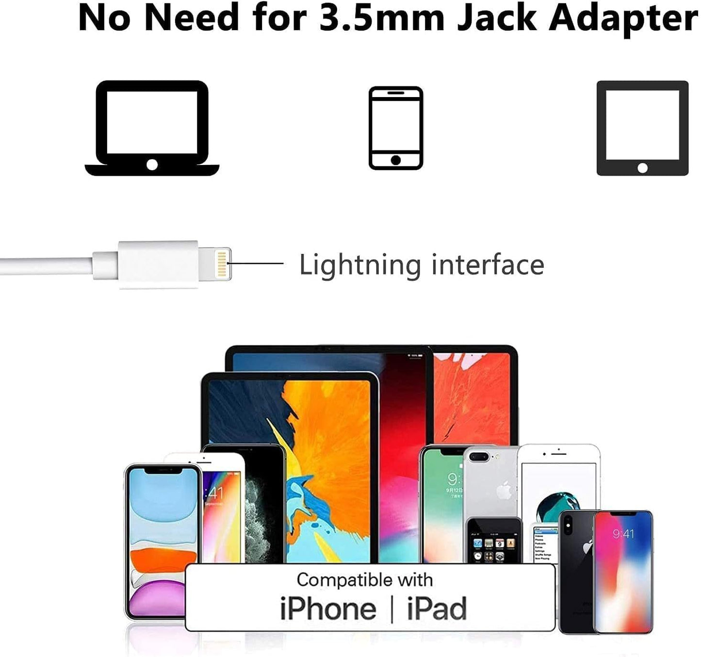 Lightning Wired Earbuds for iPhone 14/13/12/11/XS – In-Ear Headphones with Mic & Remote Contro | GedZone