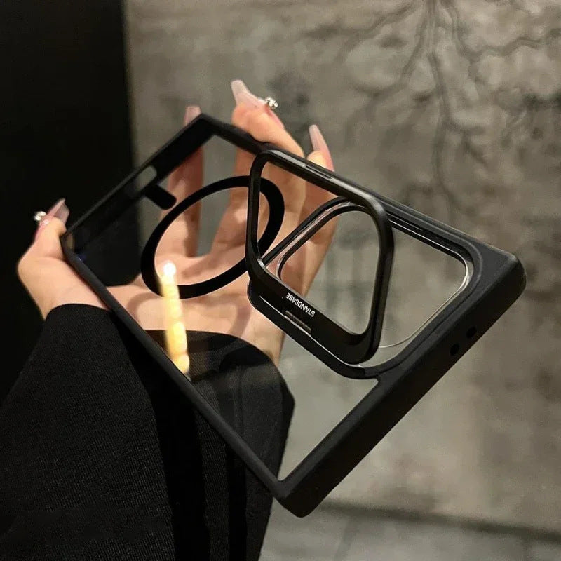 Clear Magnetic Phone Case for Samsung s Galaxy S24 / S23 / S22 Ultra – Camera Lens Protection with Metal Kickstand