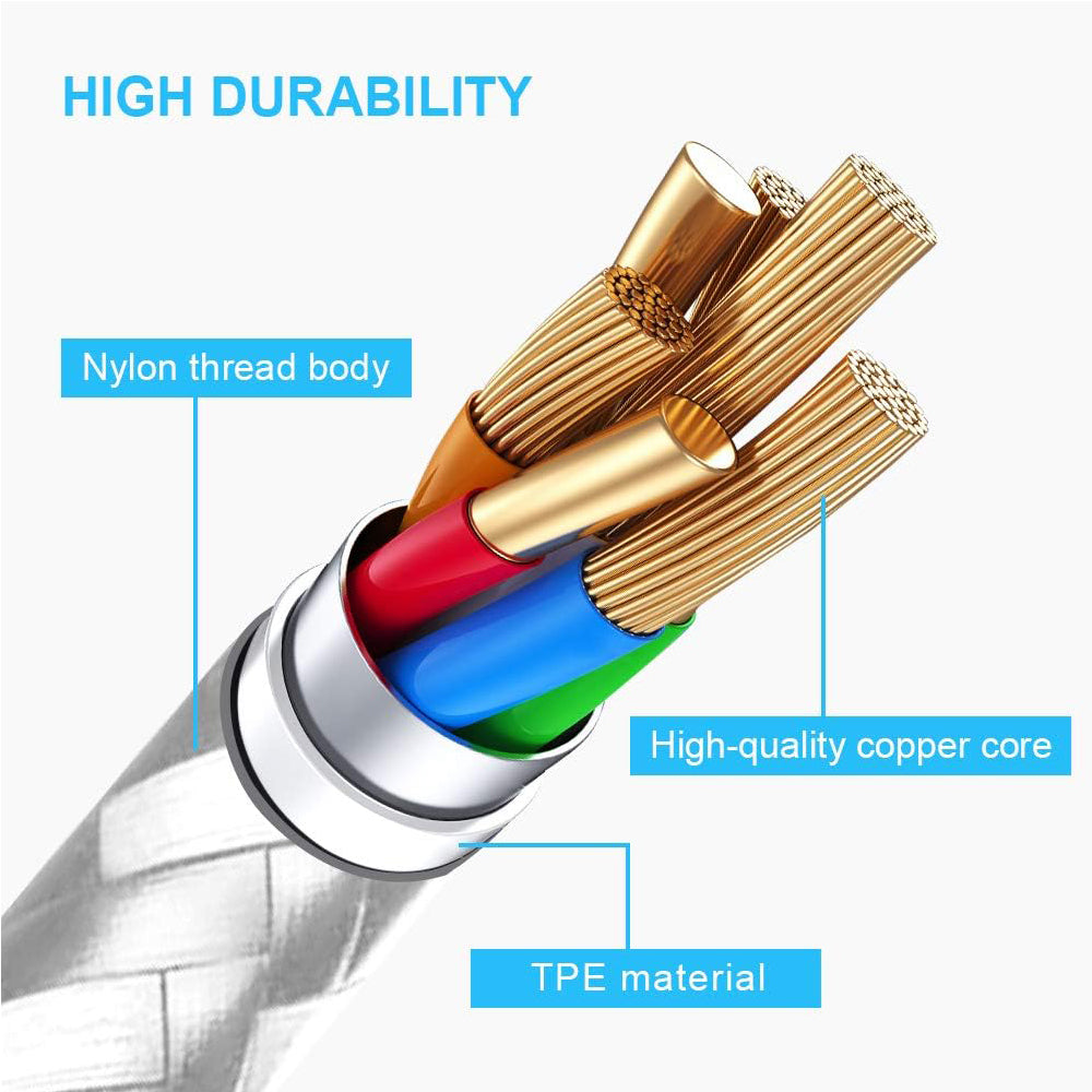 150cm 180cm USB Charging Cable A Pple MFi Certified, Nylon Braided Jacket,silver Premium Series